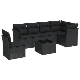 vidaXL 6-tlg. Garten-Sofagarnitur mit Kissen Braun Poly Rattan