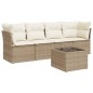 vidaXL 5-tlg. Garten-Sofagarnitur mit Kissen Beige Poly Rattan vidaXL 5-tlg. Garten-Sofagarnitur mit Kissen Beige Poly Rattan