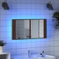 vidaXL LED-Spiegelschrank Braun Eichen-Optik 90x12x45 cm Acryl vidaXL LED-Spiegelschrank Braun Eichen-Optik 90x12x45 cm Acryl