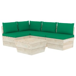 vidaXL 5-tlg. Garten-Sofagarnitur aus Paletten mit Kissen Fichtenholz