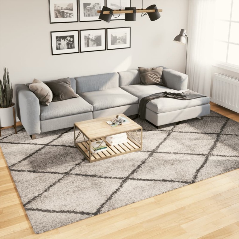 vidaXL Shaggy-Teppich Hochflor Modern Beige Anthrazit 240x340 cm vidaXL Shaggy-Teppich Hochflor Modern Beige Anthrazit 240x340 cm