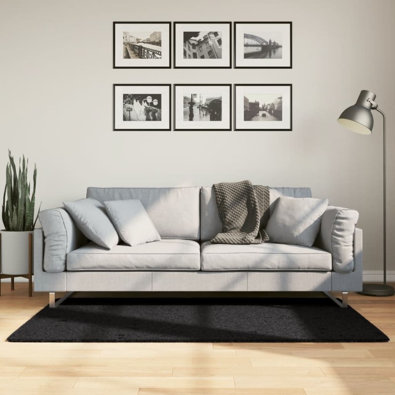 vidaXL Shaggy-Teppich PAMPLONA Hochflor Modern Schwarz 80x150 cm vidaXL Shaggy-Teppich PAMPLONA Hochflor Modern Schwarz 80x150 cm