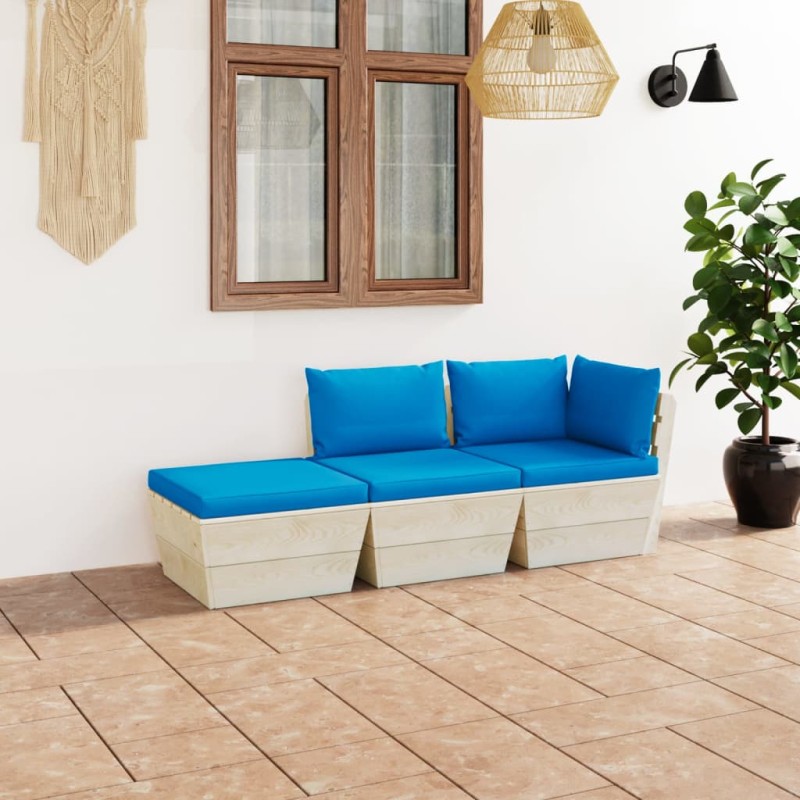 vidaXL 3-tlg. Garten-Sofagarnitur aus Paletten mit Kissen Fichtenholz vidaXL 3-tlg. Garten-Sofagarnitur aus Paletten mit Kissen Fichtenholz