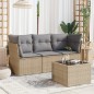 vidaXL 4-tlg. Garten-Sofagarnitur mit Kissen Beige Poly Rattan vidaXL 4-tlg. Garten-Sofagarnitur mit Kissen Beige Poly Rattan