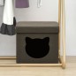 vidaXL Hocker mit Stauraum Katzenmuster Dunkelbraun Stoff vidaXL Hocker mit Stauraum Katzenmuster Dunkelbraun Stoff