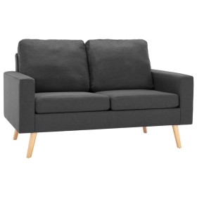 vidaXL 2-tlg. Sofagarnitur Stoff Dunkelgrau