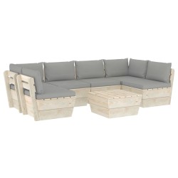 vidaXL 7-tlg. Garten-Sofagarnitur aus Paletten mit Kissen Fichtenholz