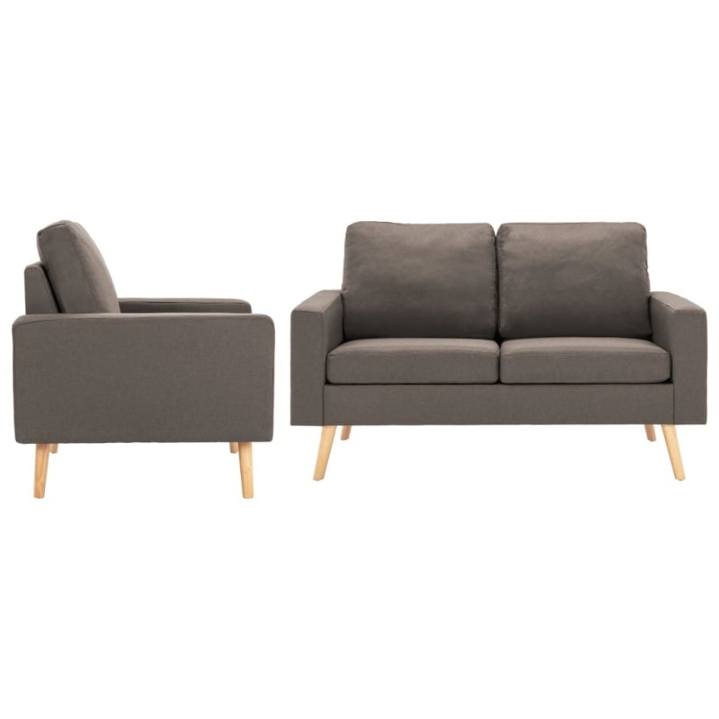 vidaXL 2-tlg. Sofagarnitur Stoff Taupe vidaXL 2-tlg. Sofagarnitur Stoff Taupe