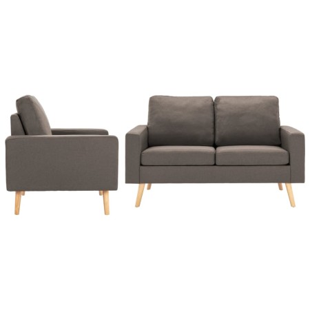 vidaXL 2-tlg. Sofagarnitur Stoff Taupe