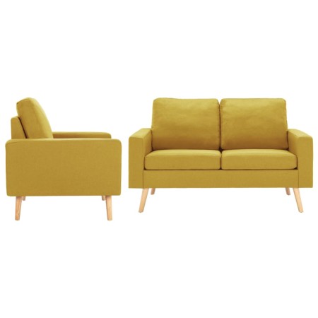 vidaXL 2-tlg. Sofagarnitur Stoff Gelb