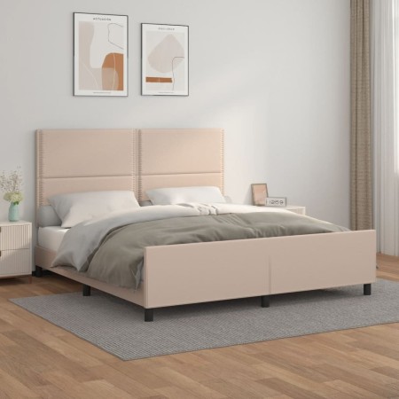 vidaXL Bettgestell mit Kopfteil Cappuccino-Braun 160x200 cm Kunstleder