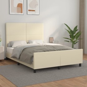 vidaXL Bettgestell mit Kopfteil Creme 140x200 cm Kunstleder