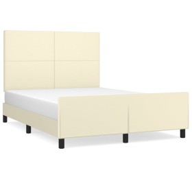 vidaXL Bettgestell mit Kopfteil Creme 140x200 cm Kunstleder