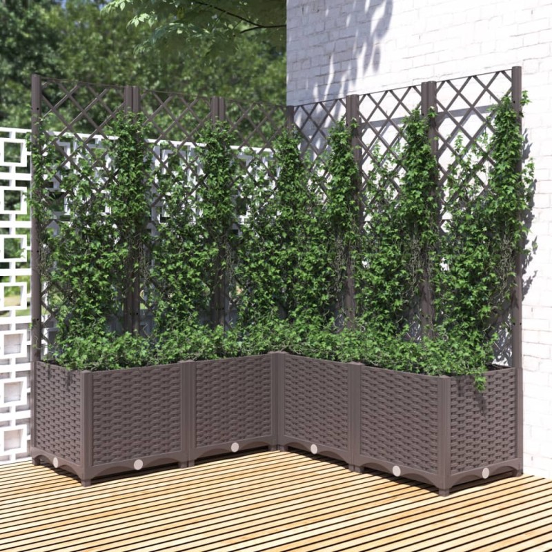 vidaXL Pflanzkübel mit Rankgitter Braun 120x120x136 cm PP vidaXL Pflanzkübel mit Rankgitter Braun 120x120x136 cm PP