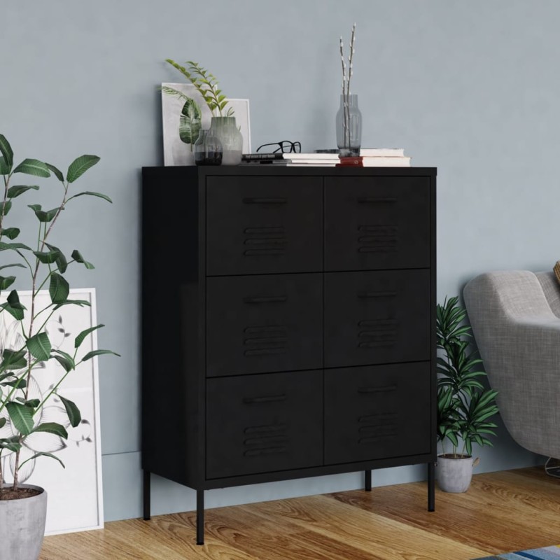 vidaXL Schubladenschrank Schwarz 80x35x101,5 cm Stahl vidaXL Schubladenschrank Schwarz 80x35x101,5 cm Stahl