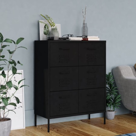 vidaXL Schubladenschrank Schwarz 80x35x101,5 cm Stahl    