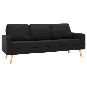 vidaXL 2-tlg. Sofagarnitur Stoff Schwarz