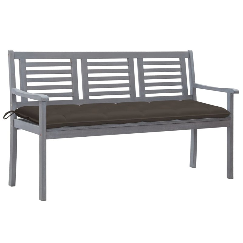 vidaXL 3-Sitzer-Gartenbank mit Auflage 150 cm Grau Eukalyptusholz vidaXL 3-Sitzer-Gartenbank mit Auflage 150 cm Grau Eukalyptusholz