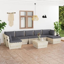8-tlg. Garten-Sofagarnitur aus Paletten mit Kissen Fichtenholz