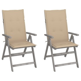 vidaXL Verstellbare Gartenstühle 2 Stk. mit Auflagen Massivholz Akazie