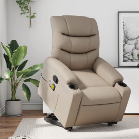 vidaXL Massagesessel mit Aufstehhilfe Cappuccino-Braun Kunstleder