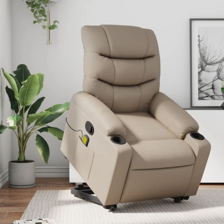 vidaXL Massagesessel mit Aufstehhilfe Cappuccino-Braun Kunstleder