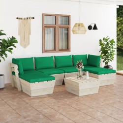 7-tlg. Garten-Sofagarnitur aus Paletten mit Kissen Fichtenholz