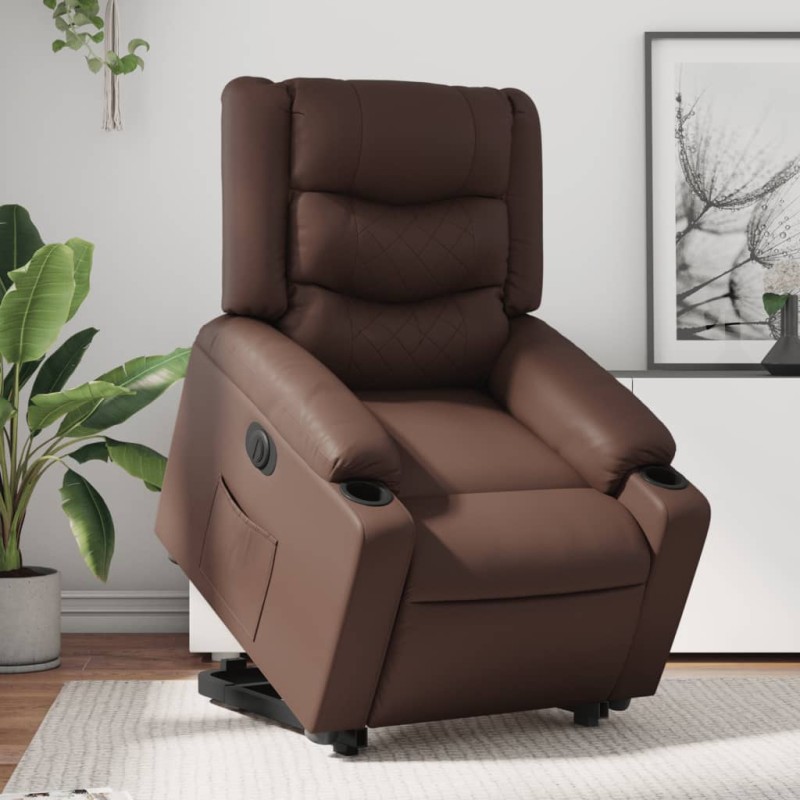 vidaXL Relaxsessel mit Aufstehhilfe Elektrisch Braun Kunstleder vidaXL Relaxsessel mit Aufstehhilfe Elektrisch Braun Kunstleder