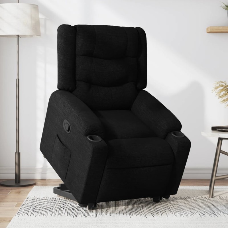 vidaXL Relaxsessel mit Aufstehhilfe Schwarz Stoff vidaXL Relaxsessel mit Aufstehhilfe Schwarz Stoff