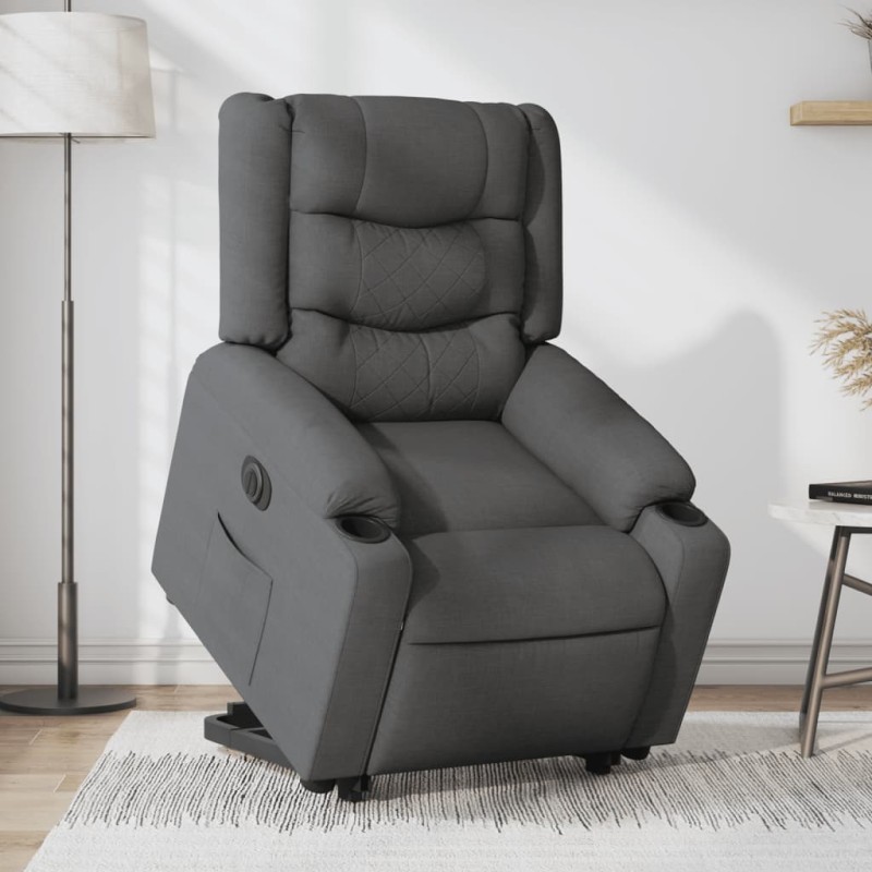 vidaXL Relaxsessel mit Aufstehhilfe Elektrisch Dunkelgrau Stoff vidaXL Relaxsessel mit Aufstehhilfe Elektrisch Dunkelgrau Stoff