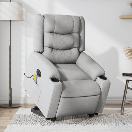 vidaXL Elektrischer Massagesessel mit Aufstehhilfe Hellgrau Stoff