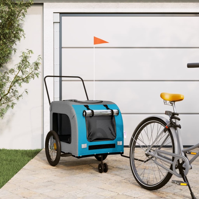 vidaXL Fahrradanhänger Hunde Blau und Grau Oxford-Gewebe und Eisen vidaXL Fahrradanhänger Hunde Blau und Grau Oxford-Gewebe und Eisen