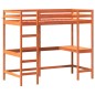vidaXL Hochbett mit Schreibtisch Wachsbraun 100x200 cm Massivholz vidaXL Hochbett mit Schreibtisch Wachsbraun 100x200 cm Massivholz