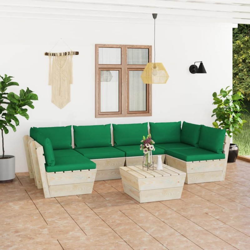 7-tlg. Garten-Sofagarnitur aus Paletten mit Kissen Fichtenholz 7-tlg. Garten-Sofagarnitur aus Paletten mit Kissen Fichtenholz
