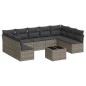 vidaXL 10-tlg. Garten-Sofagarnitur mit Kissen Grau Poly Rattan vidaXL 10-tlg. Garten-Sofagarnitur mit Kissen Grau Poly Rattan