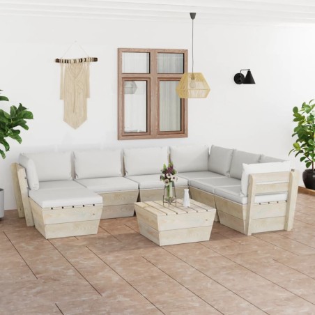 vidaXL 8-tlg. Garten-Sofagarnitur aus Paletten mit Kissen Fichtenholz 