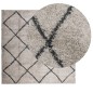 vidaXL Shaggy-Teppich Hochflor Modern Beige Anthrazit 120x120 cm vidaXL Shaggy-Teppich Hochflor Modern Beige Anthrazit 120x120 cm