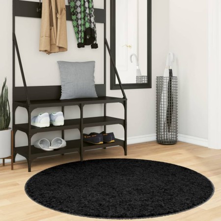 vidaXL Shaggy-Teppich PAMPLONA Hochflor Modern Schwarz Ø 120 cm