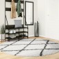 vidaXL Shaggy-Teppich PAMPLONA Hochflor Modern Creme Schwarz Ø 200 cm vidaXL Shaggy-Teppich PAMPLONA Hochflor Modern Creme Schwarz Ø 200 cm