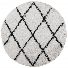 vidaXL Shaggy-Teppich PAMPLONA Hochflor Modern Creme Schwarz Ø 200 cm