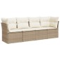 vidaXL 4-tlg. Garten-Sofagarnitur mit Kissen Beige Poly Rattan vidaXL 4-tlg. Garten-Sofagarnitur mit Kissen Beige Poly Rattan