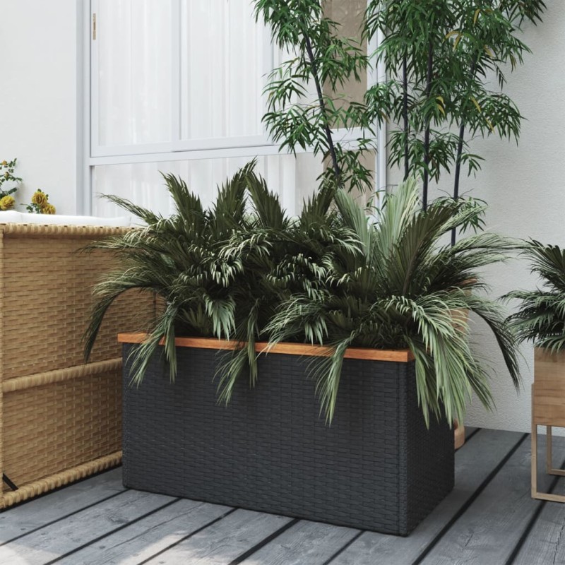 vidaXL Pflanzkübel Schwarz 80x40x40 cm Poly Rattan vidaXL Pflanzkübel Schwarz 80x40x40 cm Poly Rattan