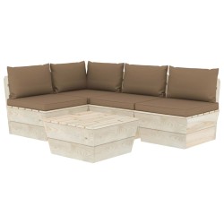 vidaXL 5-tlg. Garten-Sofagarnitur aus Paletten mit Kissen Fichtenholz