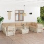 10-tlg. Garten-Sofagarnitur aus Paletten mit Kissen Fichtenholz 10-tlg. Garten-Sofagarnitur aus Paletten mit Kissen Fichtenholz