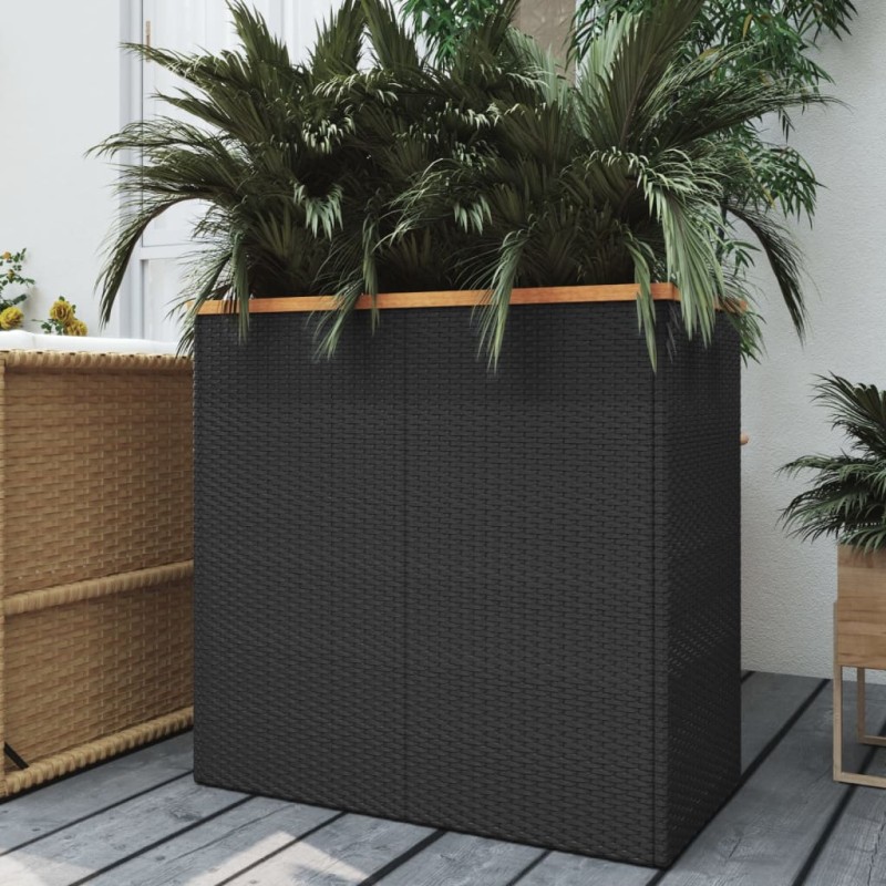 vidaXL Pflanzkübel Schwarz 80x40x80 cm Poly Rattan vidaXL Pflanzkübel Schwarz 80x40x80 cm Poly Rattan