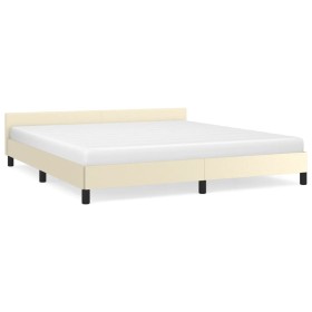 vidaXL Bettgestell mit Kopfteil Creme 180x200 cm Kunstleder