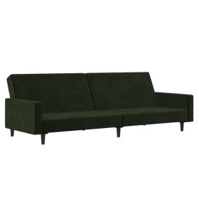 vidaXL Schlafsofa 2-Sitzer Dunkelgrün Samt
