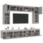 vidaXL 8-tlg. TV-Wohnwand mit LED-Leuchten Grau Sonoma vidaXL 8-tlg. TV-Wohnwand mit LED-Leuchten Grau Sonoma