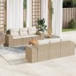 vidaXL 7-tlg. Garten-Sofagarnitur mit Kissen Beige Poly Rattan vidaXL 7-tlg. Garten-Sofagarnitur mit Kissen Beige Poly Rattan