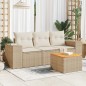 vidaXL 4-tlg. Garten-Sofagarnitur mit Kissen Beige Poly Rattan vidaXL 4-tlg. Garten-Sofagarnitur mit Kissen Beige Poly Rattan